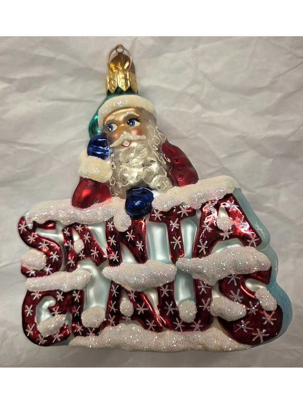 Christopher Radko Santa On Santa Handpainted Glass Ornament, Mint